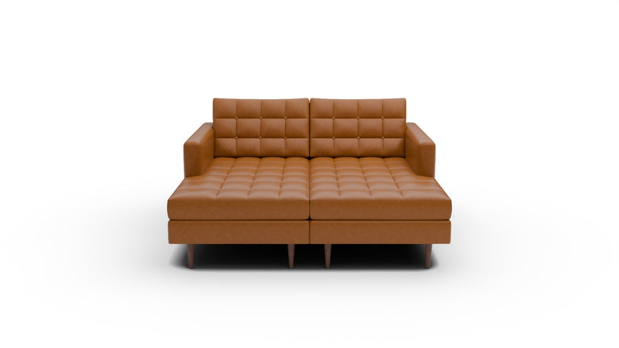 Wallace 66" Leather Double Chaise - Clive Cinnamon