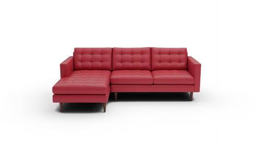 Wallace 98" Leather Left Chaise Sectional - Tribeca Scarlet