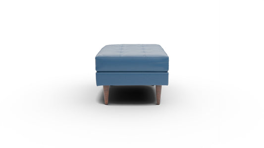 Wallace Leather Ottoman - Tribeca Cobalt