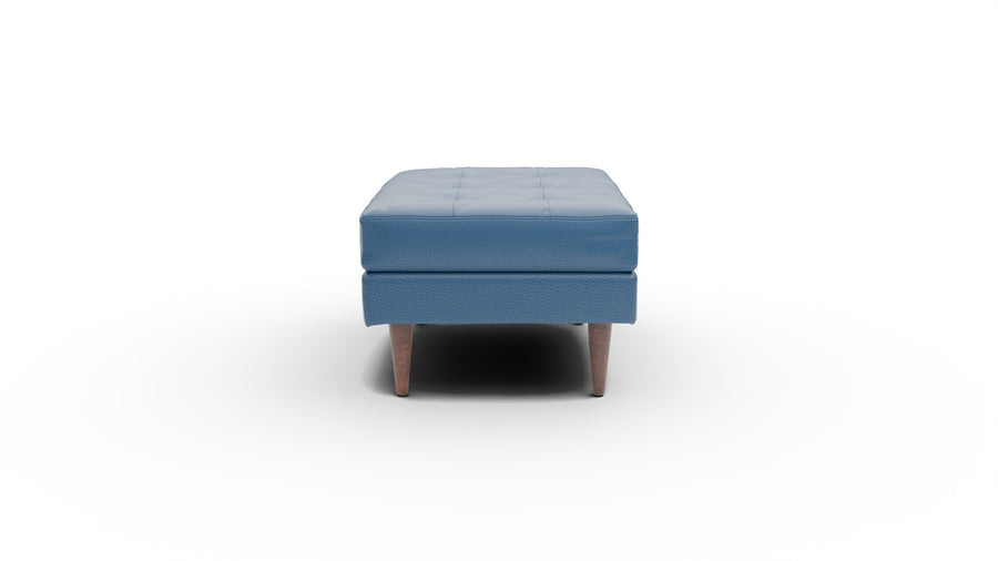 Wallace Leather Ottoman - Tribeca Cobalt