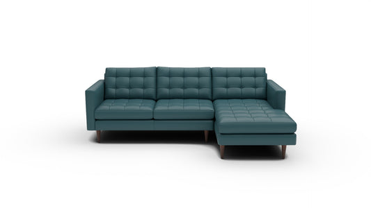 Wallace 98" Leather Right Chaise Sectional - Tribeca Lagoon