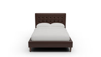 Wallace Leather Tufted Full & Twin Bed — Full — Clive Sycamore
