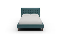 Wallace Leather Tufted Full & Twin Bed — Full — Tribeca Lagoon