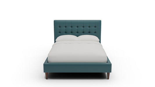 Wallace Leather Tufted Full & Twin Bed — Full — Tribeca Lagoon
