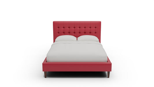 Wallace Leather Tufted King & Queen Bed — Queen — Tribeca Scarlet