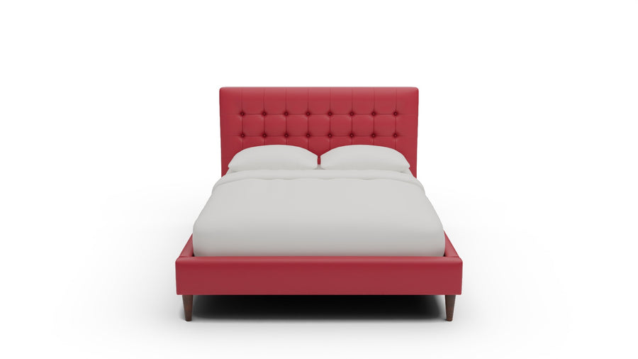 Wallace Leather Tufted King & Queen Bed — Queen — Tribeca Scarlet