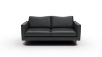 Wallace 74" Leather Untufted Apartment Sofa - Tribeca Black