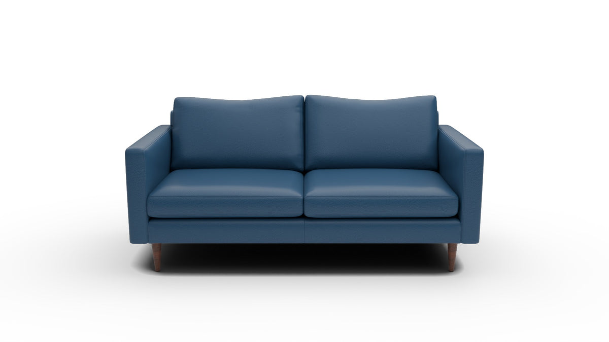 Wallace 74" Leather Untufted Apartment Sofa - Tribeca Cobalt