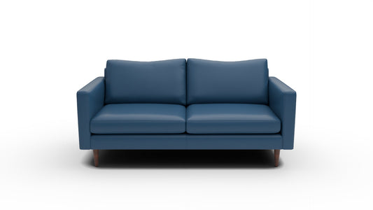 Wallace 74" Leather Untufted Apartment Sofa - Tribeca Cobalt