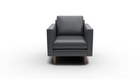 Wallace 34" Leather Untufted Arm Chair - Tribeca Black