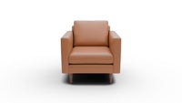 Wallace 34" Leather Untufted Arm Chair - Tribeca Chestnut