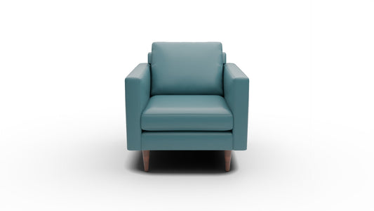 Wallace 34" Leather Untufted Arm Chair - Tribeca Lagoon