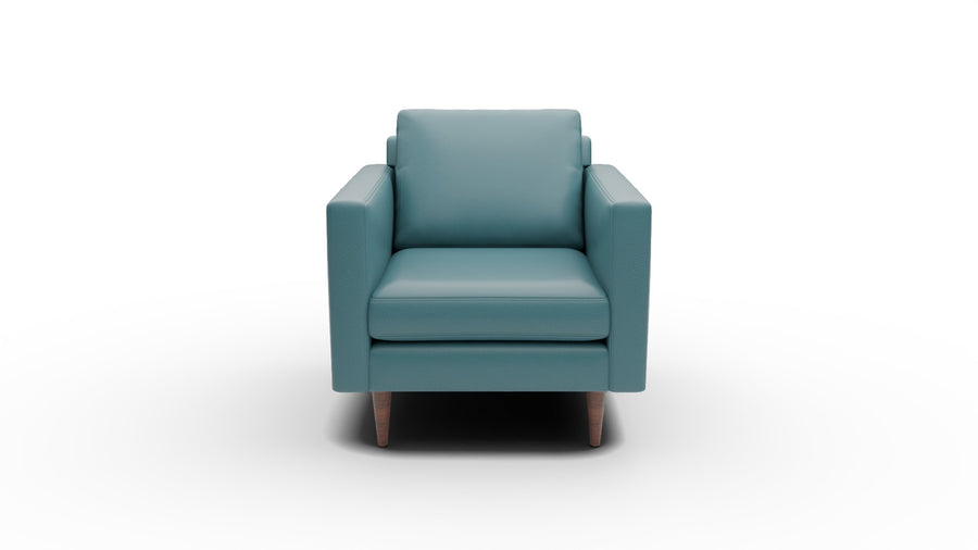 Wallace 34" Leather Untufted Arm Chair - Tribeca Lagoon