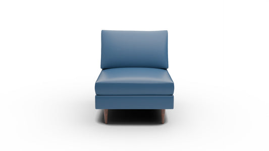 Wallace Leather Untufted Armless Chair - Tribeca Cobalt