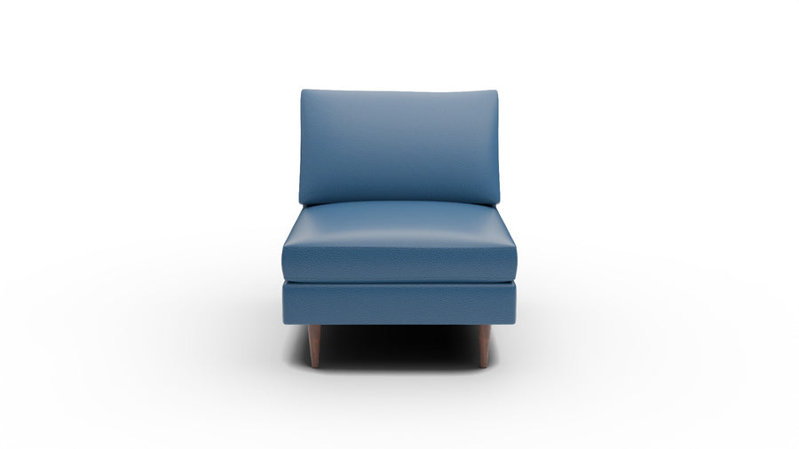 Wallace Leather Untufted Armless Chair - Tribeca Cobalt