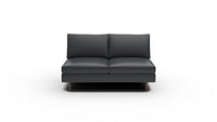 Wallace Leather Untufted Armless Loveseat - Tribeca Black