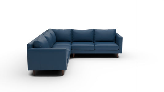 Wallace 102" Leather Untufted Corner Sectional - Tribeca Cobalt