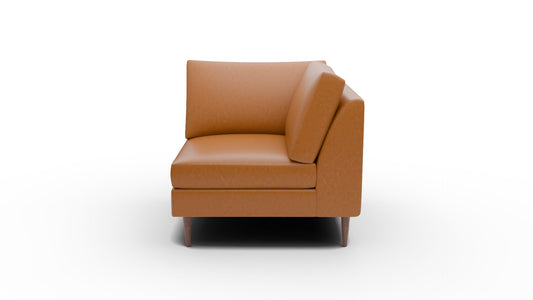 Wallace Leather Untufted Corner Unit - Clive Cinnamon