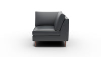Wallace Leather Untufted Corner Unit - Tribeca Black