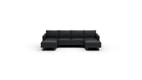 Wallace 126" Leather Untufted Double Chaise U Sectional - Tribeca Black