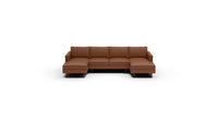 Wallace 126" Leather Untufted Double Chaise U Sectional - Tribeca Chestnut