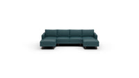 Wallace 126" Leather Untufted Double Chaise U Sectional - Tribeca Lagoon