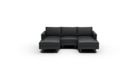 Wallace 96" Leather Untufted Double Chaise With Armless Chair - Tribeca Black