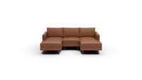 Wallace 96" Leather Untufted Double Chaise With Armless Chair - Tribeca Chestnut