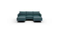 Wallace 96" Leather Untufted Double Chaise With Armless Chair - Tribeca Lagoon