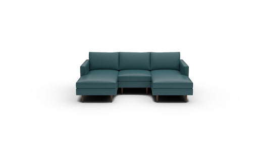 Wallace 96" Leather Untufted Double Chaise With Armless Chair - Tribeca Lagoon
