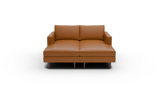 Wallace 66" Leather Untufted Double Chaise - Clive Cinnamon