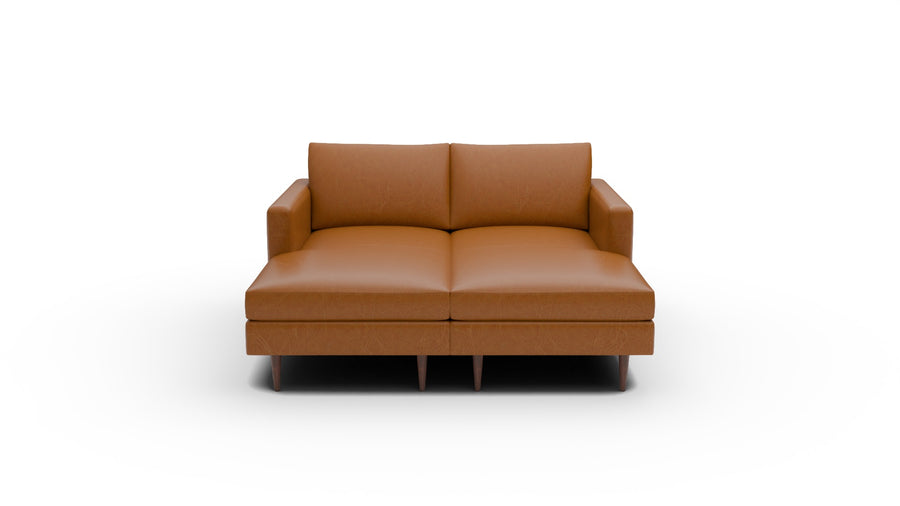 Wallace 66" Leather Untufted Double Chaise - Clive Cinnamon