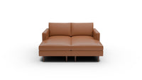 Wallace 66" Leather Untufted Double Chaise - Tribeca Chestnut