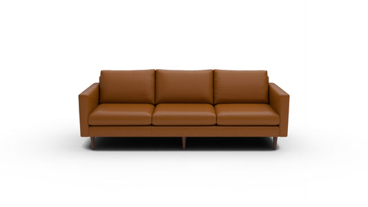 Wallace 98" Leather Untufted Estate Sofa - Clive Cinnamon