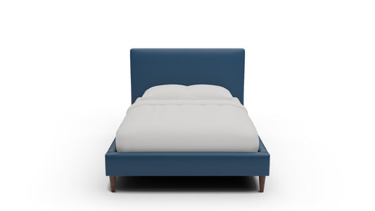 Wallace Leather Untufted Full & Twin Bed — Full — Tribeca Cobalt