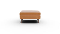 Wallace Leather Untufted Ottoman - Clive Cinnamon