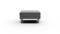 Wallace Leather Untufted Ottoman - Tribeca Black