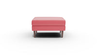 Wallace Leather Untufted Ottoman - Tribeca Scarlet