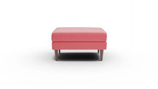 Wallace Leather Untufted Ottoman - Tribeca Scarlet