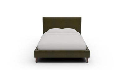 Wallace Leather Untufted King & Queen Bed — Queen — Sonoma Moss