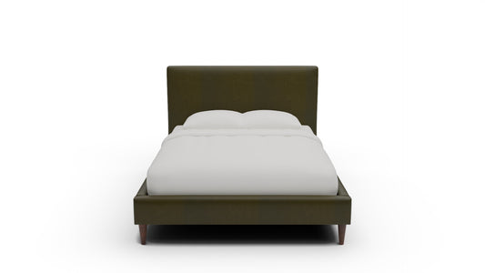 Wallace Leather Untufted King & Queen Bed — Queen — Sonoma Moss