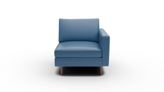 Wallace Leather Untufted Raf Chair - Tribeca Cobalt