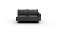 Wallace Leather Untufted Raf Condo Sofa - Tribeca Black