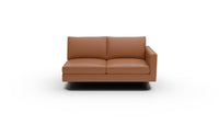 Wallace Leather Untufted Raf Condo Sofa - Tribeca Chestnut