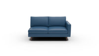 Wallace Leather Untufted Raf Condo Sofa - Tribeca Cobalt