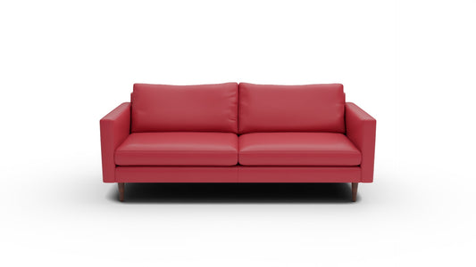 Wallace 85" Leather Untufted Sofa - Tribeca Scarlet