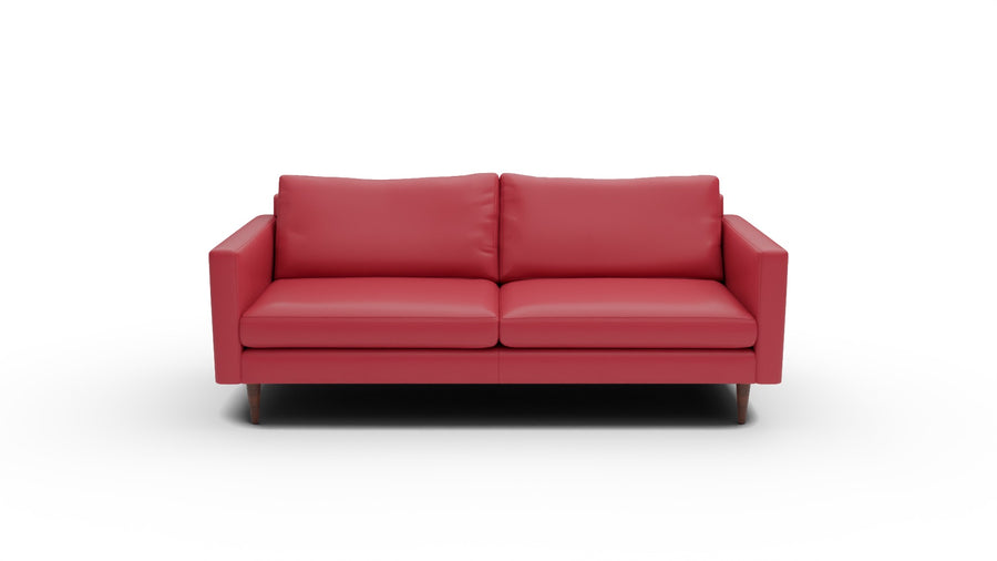 Wallace 85" Leather Untufted Sofa - Tribeca Scarlet