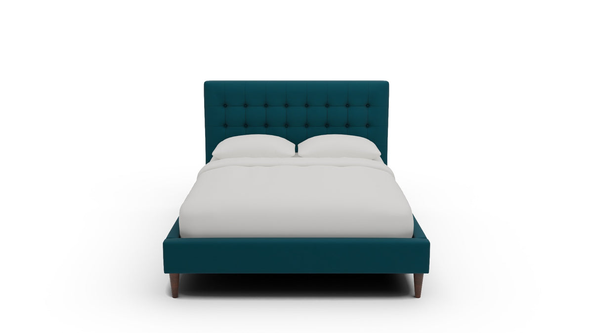 Wallace Tufted King & Queen Bed - Queen Superb Peacock