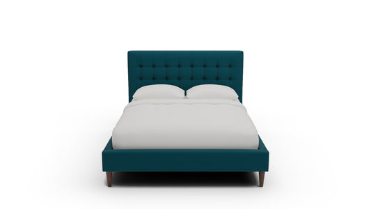 Wallace Tufted King & Queen Bed — Queen — Superb Peacock