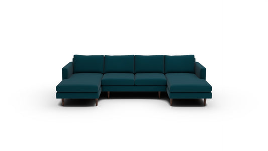 Wallace 126" Untufted Double Chaise U Sectional - Superb Peacock